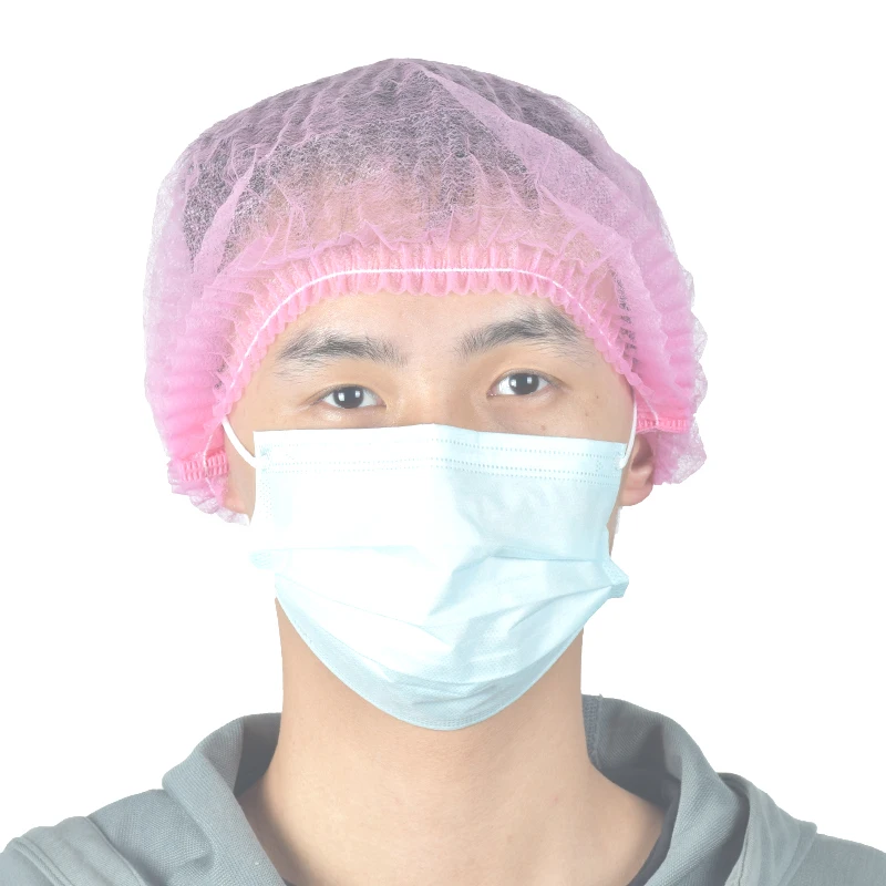 Wholesale Food Factory SPA Hospital Hair Net Head Cover Elastic Bouffant Clip Caps Non Woven Disposable Mob Cap