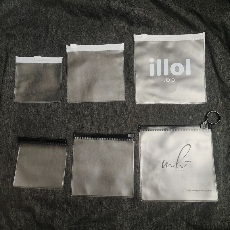Custom Printed Logo Small Plastic Frosted/Clear Ziplock Zipper Pvc Poly Bags Zip Lock for Earring Necklace Jewelry Packaging