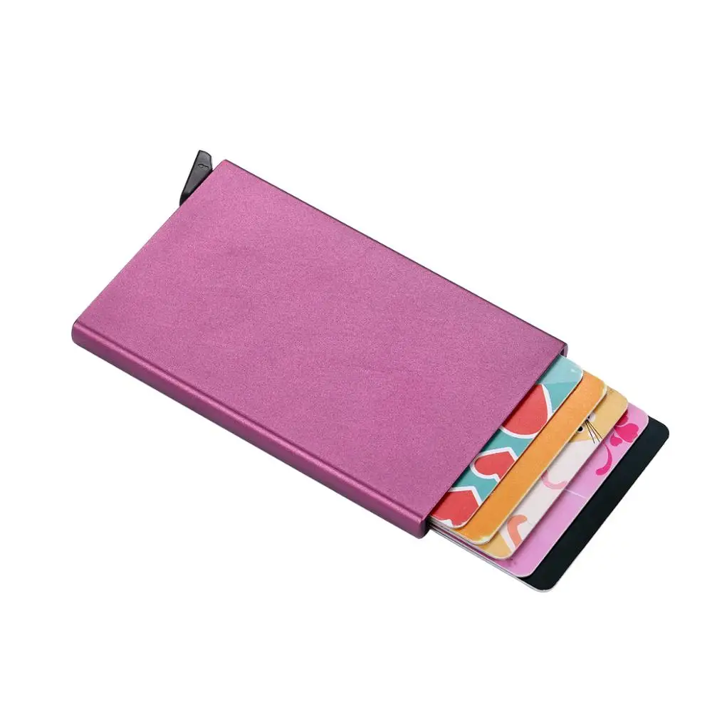 Оптовая продажа, лидер продаж, автоматический выдвижной Футляр для кредитных карт с логотипом на заказ, Карманный Кошелек с RFID-блокировкой из алюминиевого сплава