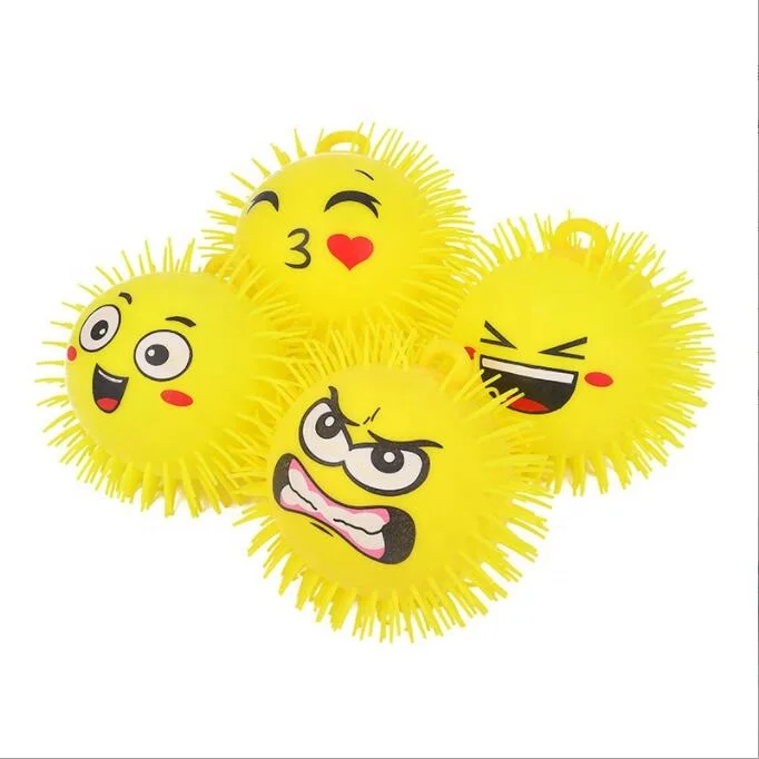 Light up colorful smiling face TPR ball toy Puffer ball toy Spike ball