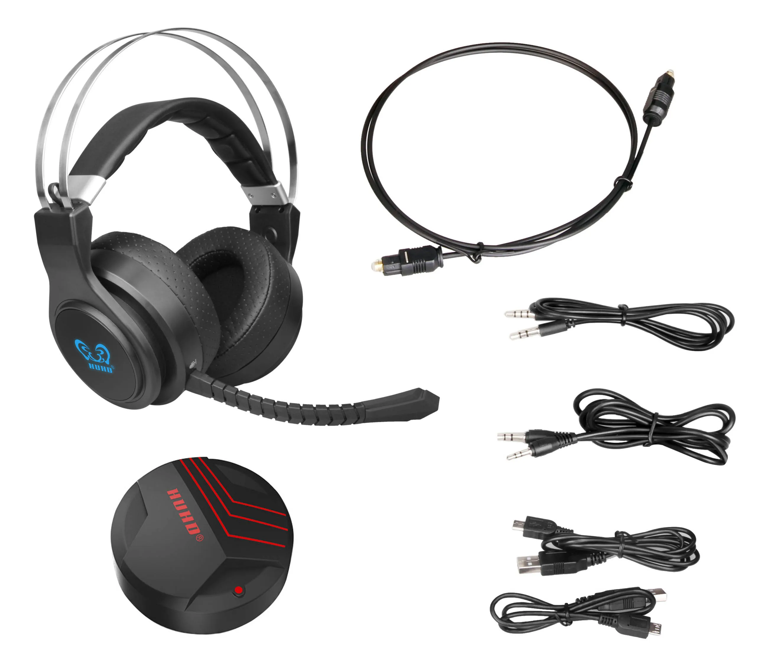 
Big earcaps good quality 7.1 surround sound 2.4Ghz wireless gaming headsets multi-function LED light wireless game headphones 
