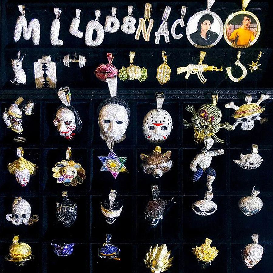 KRKC & CO оптовая продажа на заказ хип-хоп золотые мужские фианиты сверкающие бриллианты ювелирные изделия на заказ ожерелье с кристаллами кулон хип-хоп ювелирные изделия