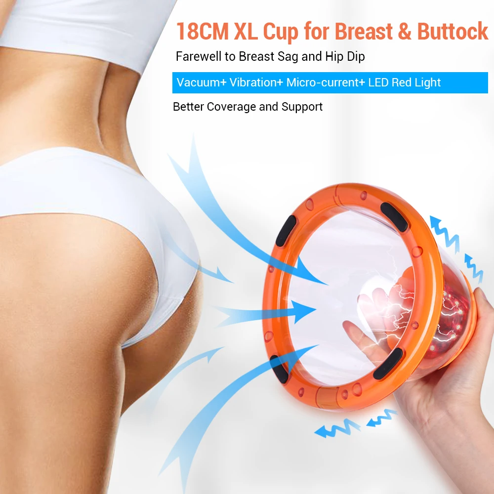 electric ems vacuum cupping therapy butt lifting enhancement 18cm XL cup breast buttocks enlargement lift machine