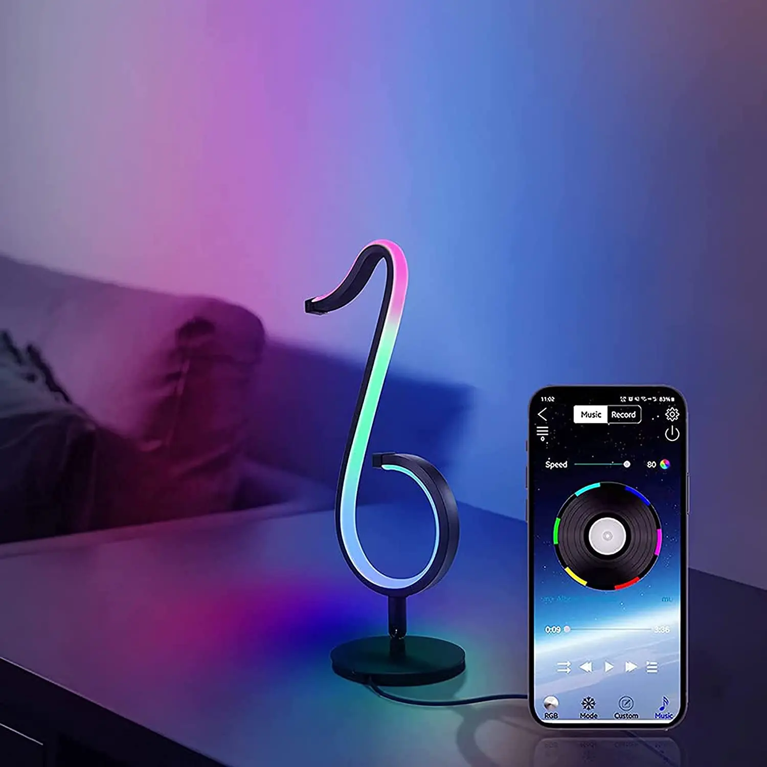 Nice Design Table Lamp Music Note Night Light RGB Multi Colors Light with Remote Control for Home Party Decoration Note Lamp