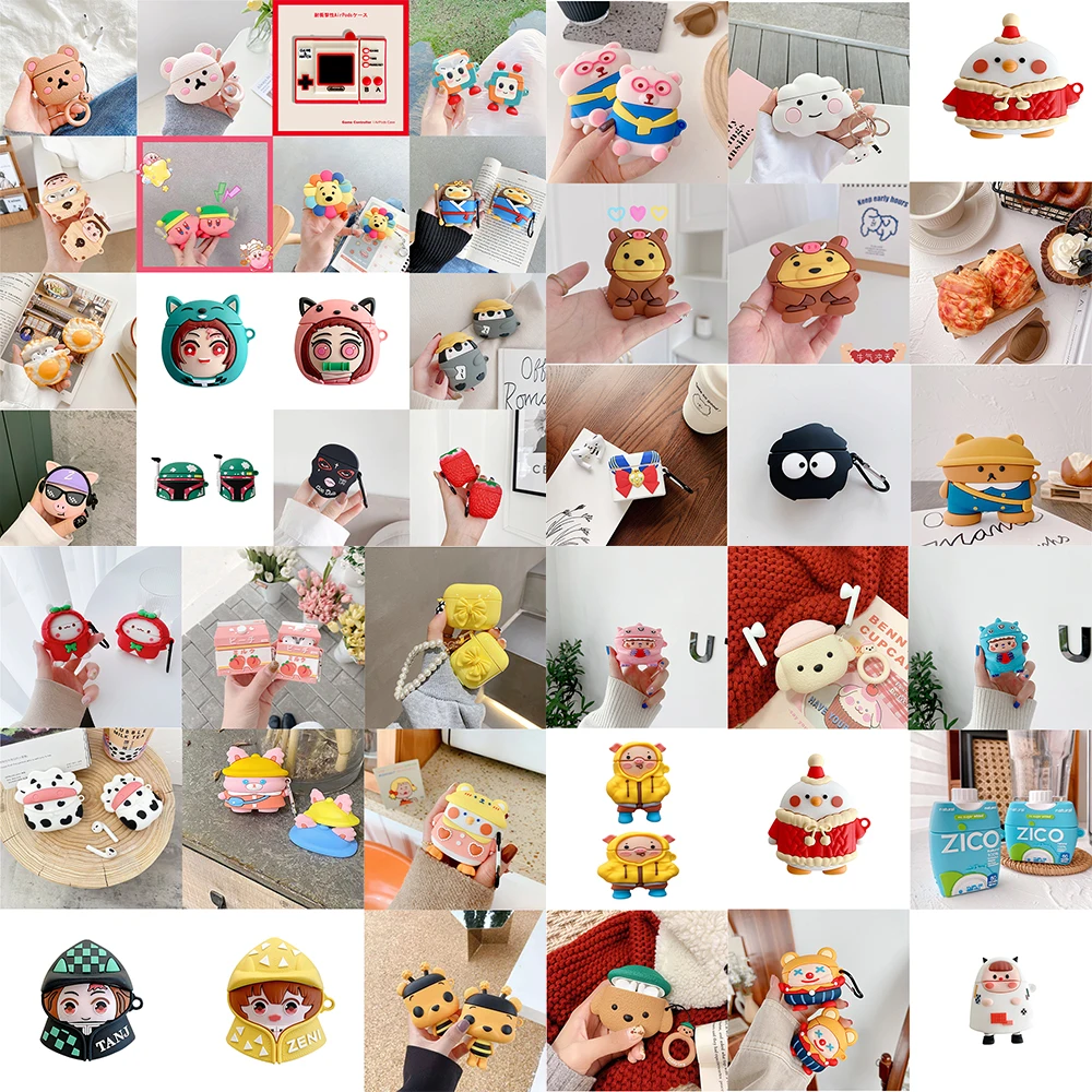 3d headphone case for airpods 3 case silicone anime cartoon earpods cover for apple airpods pro case keychain