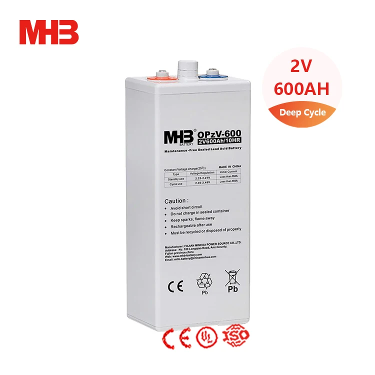 Mhb OPzV-600 Lead Acid Cell 2volt Solar Battery Weight Tubular Gel VRLA 600ah 2V Opzv Batteries for Communication Systems