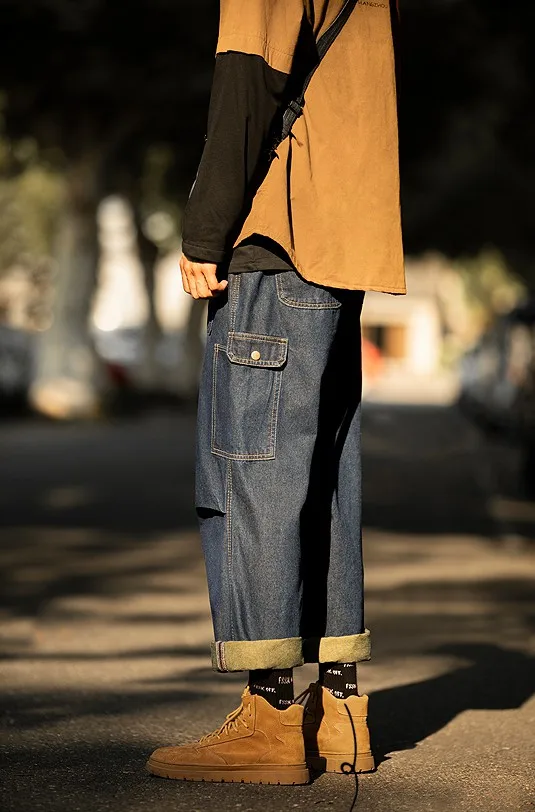 Wholesale Autumn Popular Fashion Cargo Pant Loose Straight Hip Hop/ Jeans Man/mens jeans cargo