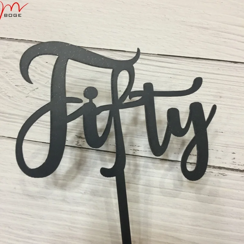 black number cake topper for anniversary or birthday acrylic cake topper