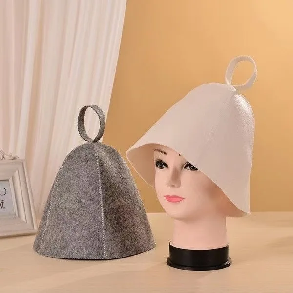 Wholesale Japan Sauna Banya Sweat Available Wool Felt Sauna Bucket Hat with Hanging Hoop Custom Logo