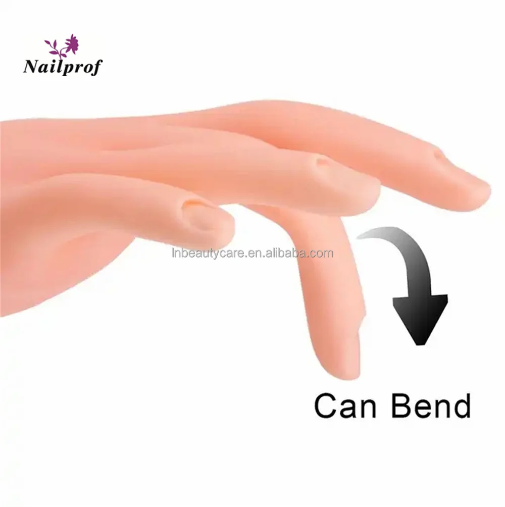 Factory price! Nailprof. Wholesale Mannequin Practice Hand For Acrylic Nails Flexible Soft Plastic Training Nail Art Practice Hand