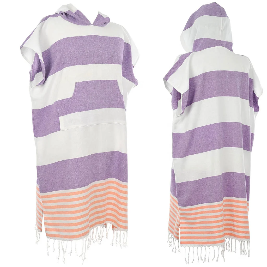 Wholesale Adult Hooded Surf Poncho Towel Custom Design Logo Embroidery Beach Changing Robe Super Absorbent Regenerated Cotton