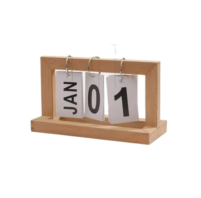 Creative turn page wooden calendar desktop decoration furniture office wooden calendar