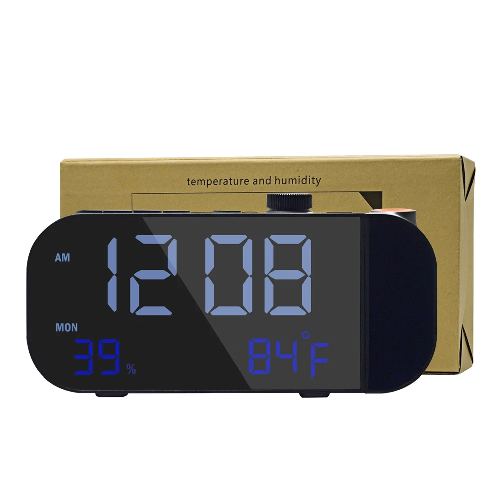 In stock LED Digital  Projection Brightness radio portable Time memory with USB charge large screen FM Alarm clock