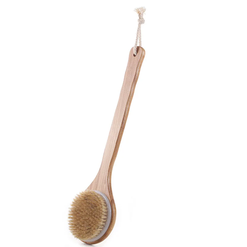 Bath brush Bamboo long handle bristle bathroom products rub bath body rub mud bath brush solid wood massage brush