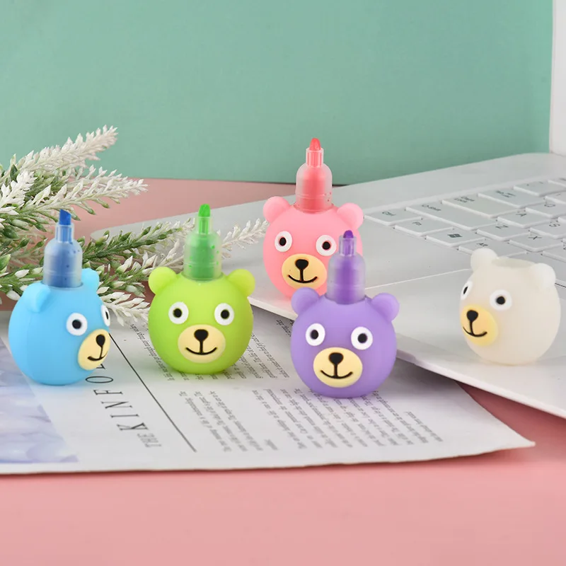 Маленький минимальный заказ в наличии корова собака медведь дизайнерские креативные подарки 5 красочных милых кавайных Штабелируемых хайлайтеров для детей ученический маркер рисования