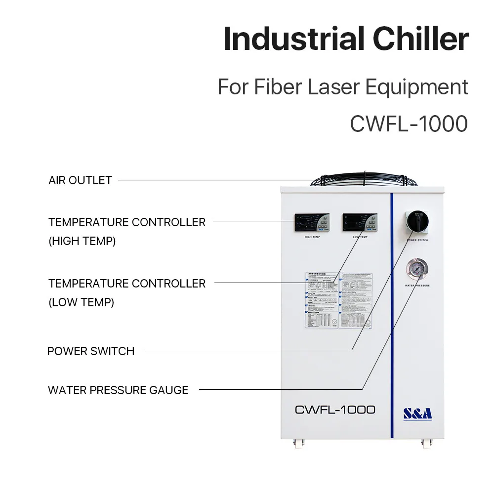 S&A CWFL-1000 Water Chiller 1000W CWFL-1500 1500W Fiber Laser Chiller for Fiber laser cutting machine