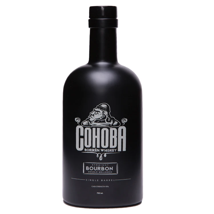 Customized Black spraying color Decals silk screen printing Label Vodka Liquor Glass Bottle