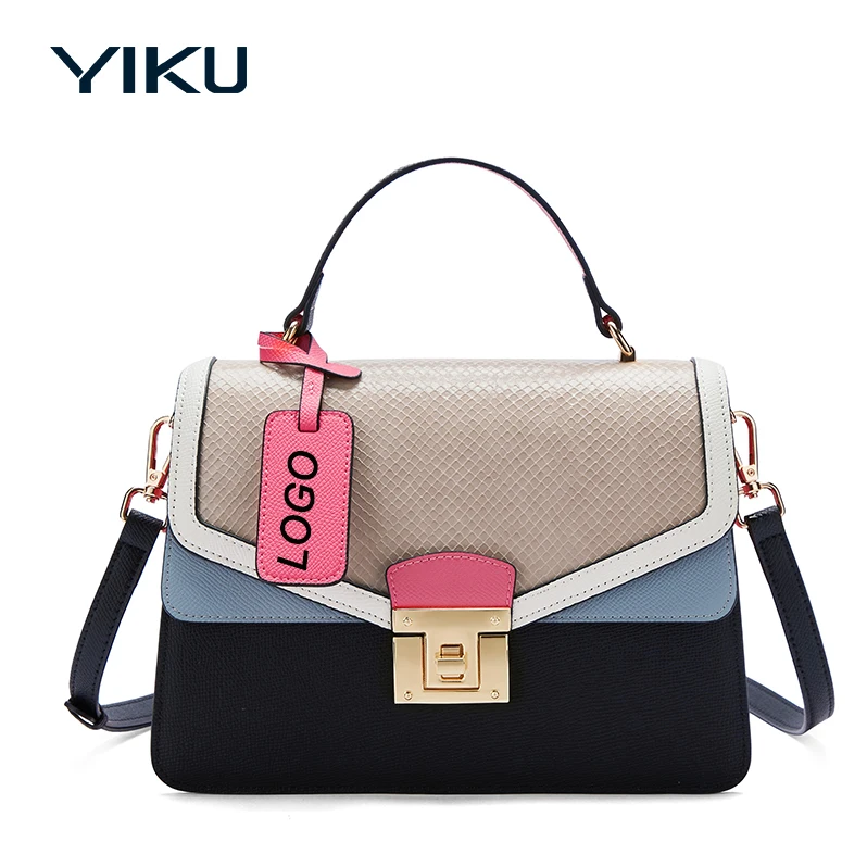 High Quality Popular Chic Solid Color Shoulder Purse Flip Cover Gold Color Lock Bag Pu Leather Women Handbag