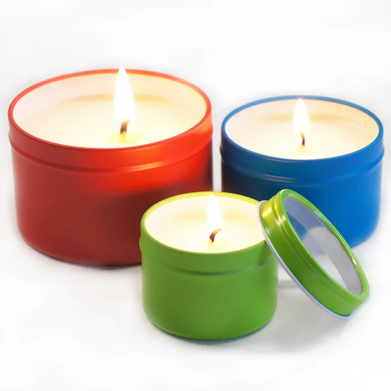 Custom 1 OZ 2 OZ 4 OZ  round small metal tin candle can for  packaging