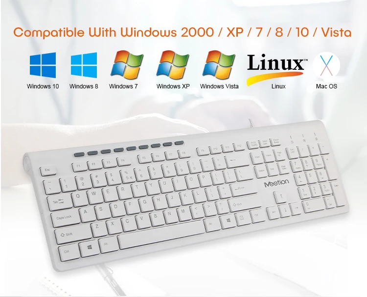 Meetion MT-K842M 10 Multi-function Keys Standard Size Waterproof Business Design Office Entertainment Wired Keyboard