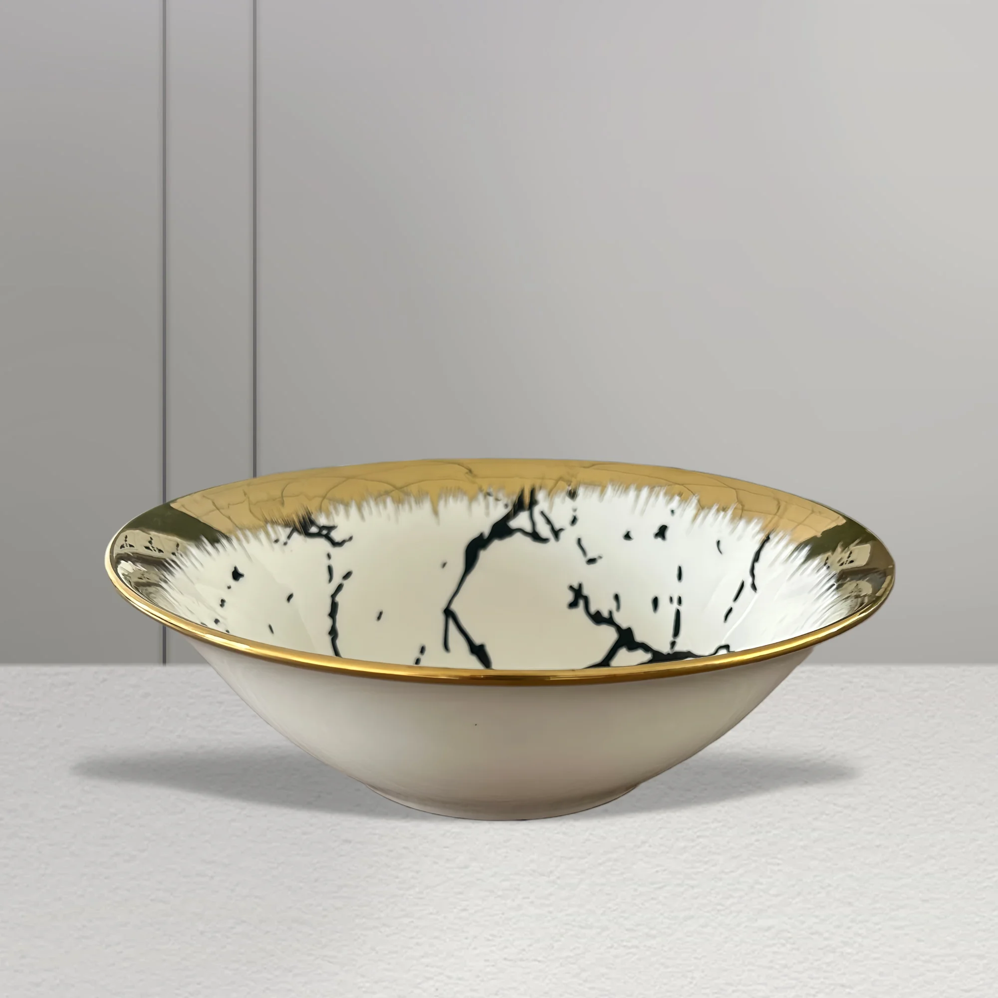 Porcelain Dinnerware Gold Rim Ink Pattern Home Party Wedding Restaurants Luxury  Royal Modern Set Porcelain Dinnerware
