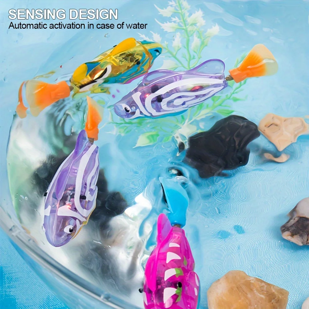 Factory Cheap Price Battery Powered Swimming Robot Cats Pets Electronic Simulation Fish Toy With Led Lights