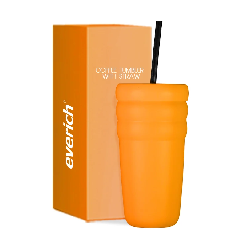 Everich ODM/OEM 20oz Wide Mouth Cloud Design Coffee Mug Double Wall Stainless Steel Vacuum Insulation Coffee Cup With Straw