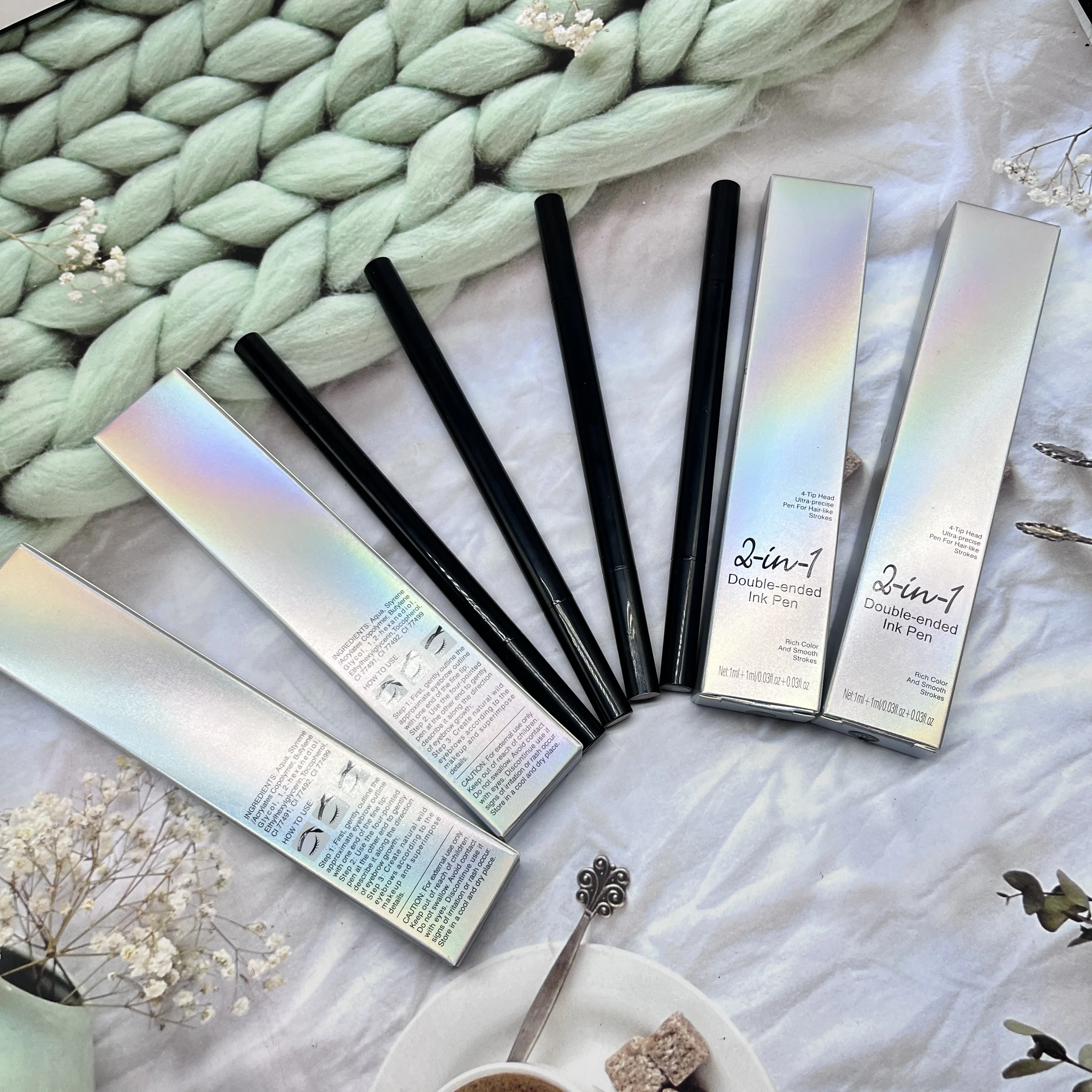 Natural Hair-Like Brows Makeup Waterproof Long-Lasting 3D Eye Brow Pencil 4-Fork-Tip Magical Microblading Eyebrow Pen