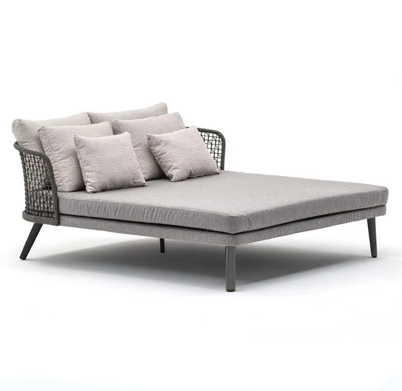 Современный дизайн, садовая веревка, уличная пляжная кушетка, открытый бассейн, Солнцезащитная кровать, патио, алюминиевая уличная мебель, металлический Релакс