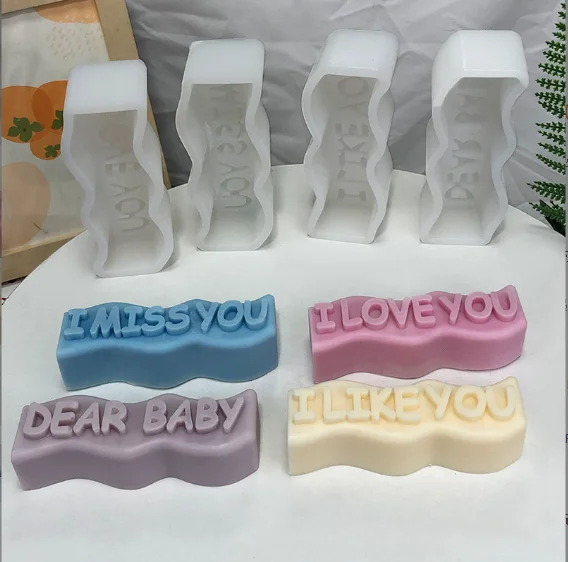 DIY English Letter Slogan LOVE Candle Silicone Mold Simple Aromatherapy Candle Plaster Decoration Ornaments Handmade