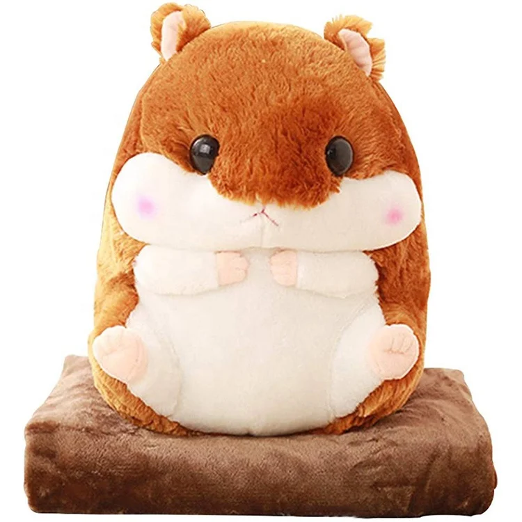 
Amazon Hot Cute Cartoon Hamster Shape Hand Warm Reversible Pillows Blankets Dolls 