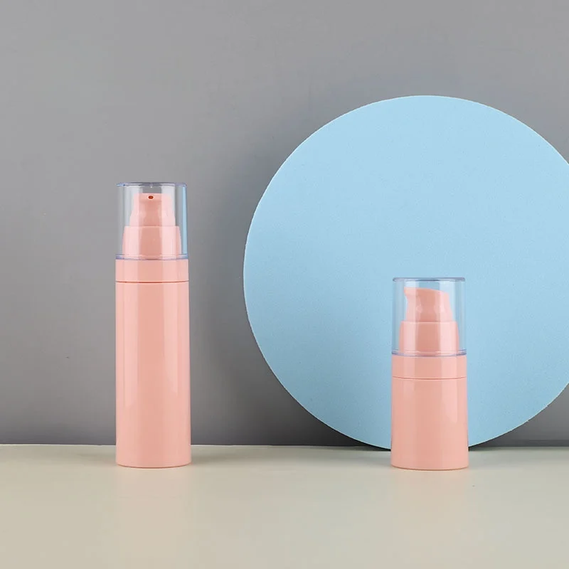 Pink AS Plastic Airless Lotion Spray bottle with Pump 15ml 30ml 50ml for Toiletry Lotion Cream Toner Cosmetic Dispenser