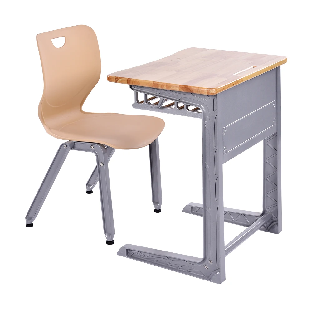 School Furniture Wood Aluminium Frame Single Seater Desk And Chair Set & School Chairs With Desk