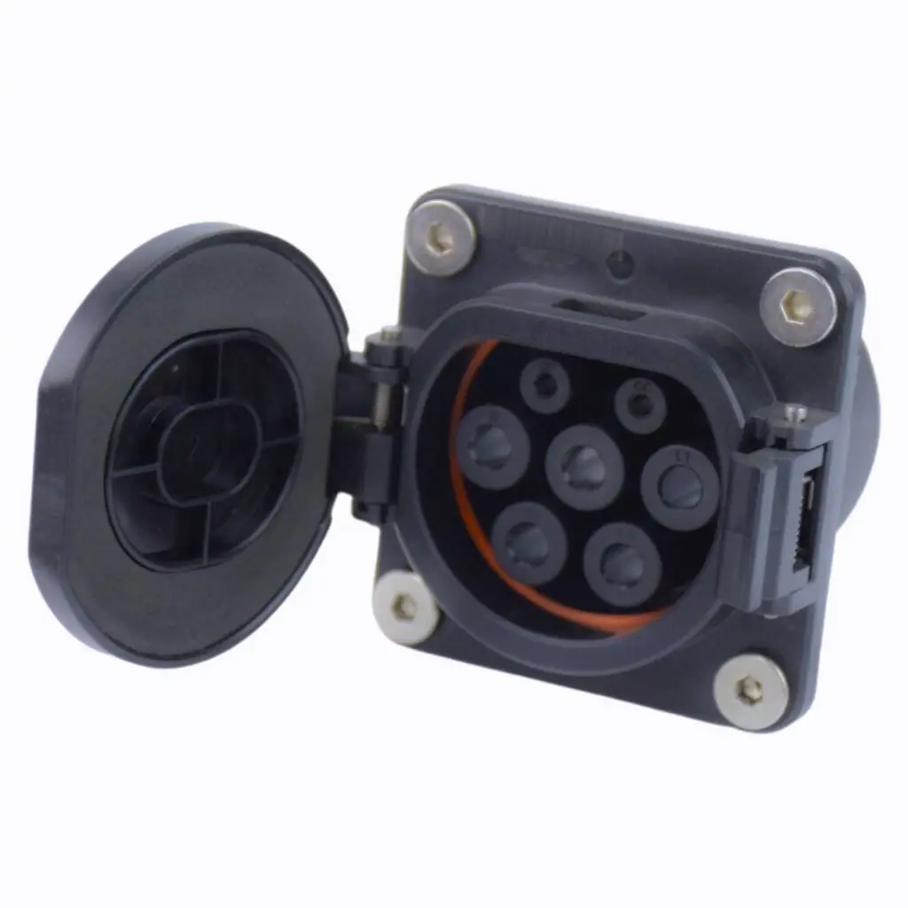 EV Charging Type 2 Male Socket Connector Outlet IEC 62196-2 32A 3 Phase 480V 22KW 4 Point Fixed AC for Electric Vehicle Type2