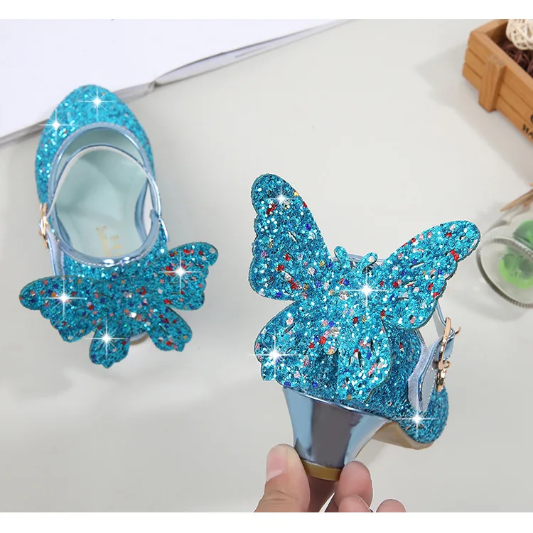 
Fashion Children Princess Leather Crystal Kids Dress Shoes High Heels 