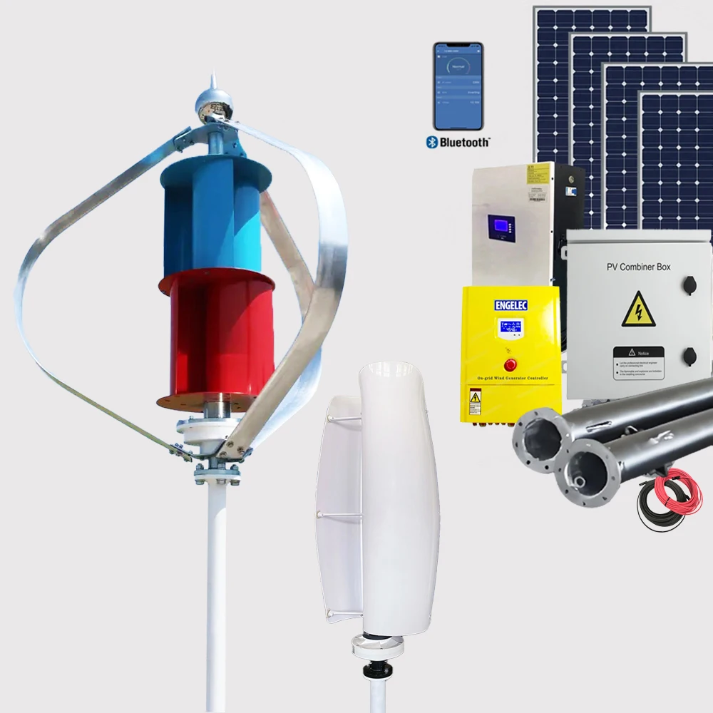 New 5KW Vertical Wind Turbine with Permanent Magnet Generator 48V 120V 220V Coreless for Home Use with Controller