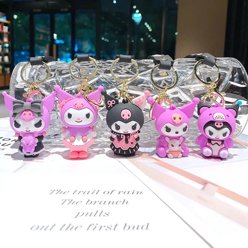 Wholesale Kawaii Sanrios Kuromi Keychain Pvc Doll Key Chain Cartoon Anime Cinnamoroll Bag Pendant Car Keyring Accessories Gift