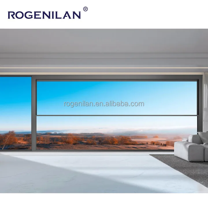 Windproof Electric Aluminium Alloy Glass Lift Window Customised Insect Screen Lift Smart Balcony Aluminium Alloy Electric Window