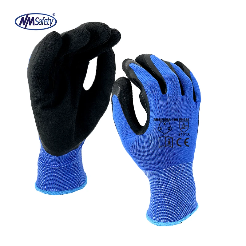 NMsafety Industrial Safety Foam Latex Coated Work Gloves Hand Gloves Custom Garden Gloves
