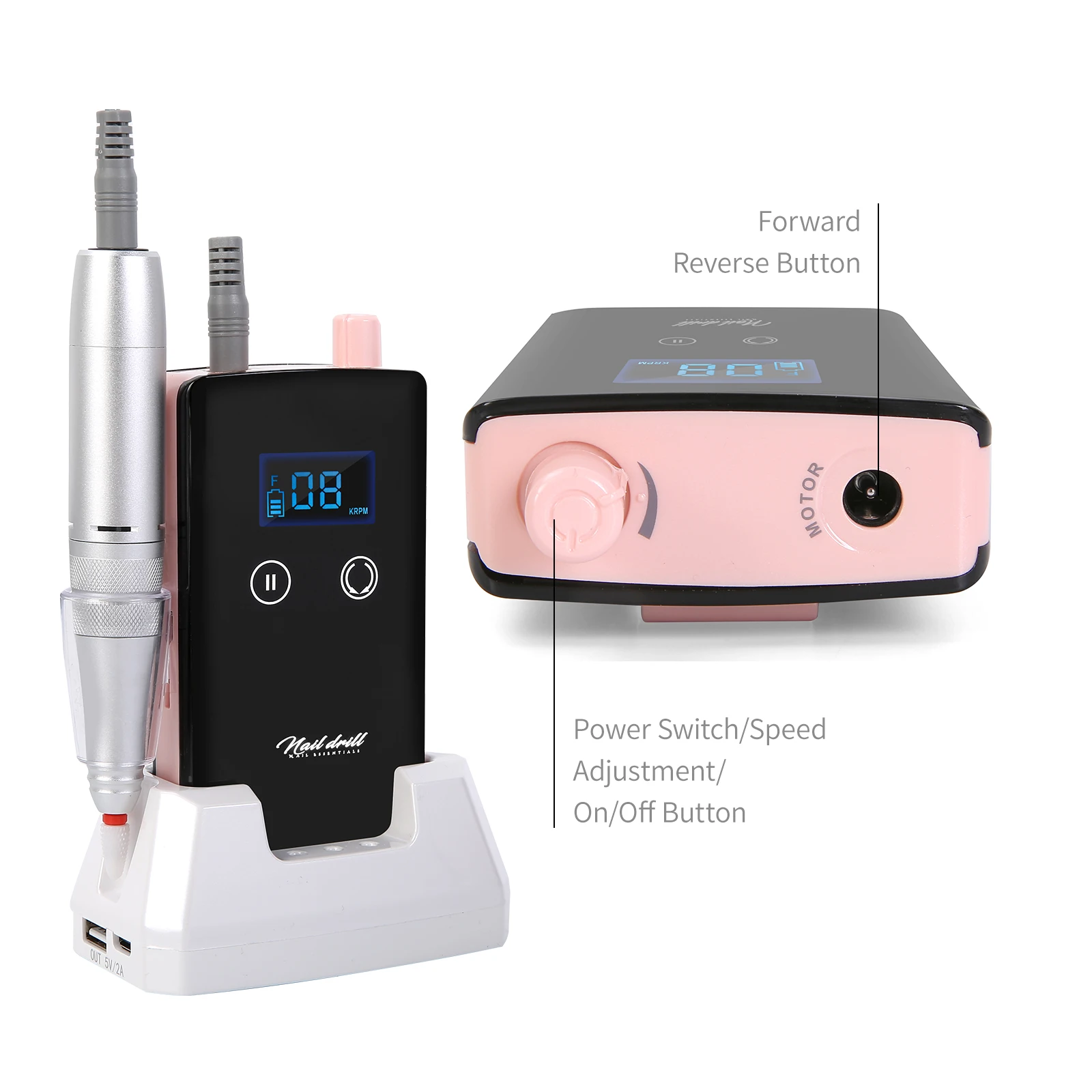 Custom Portable Cordless Nail Polisher Low Noise 35000 RPM Strong Power Acrylic Desk-top E File Manicure Machine