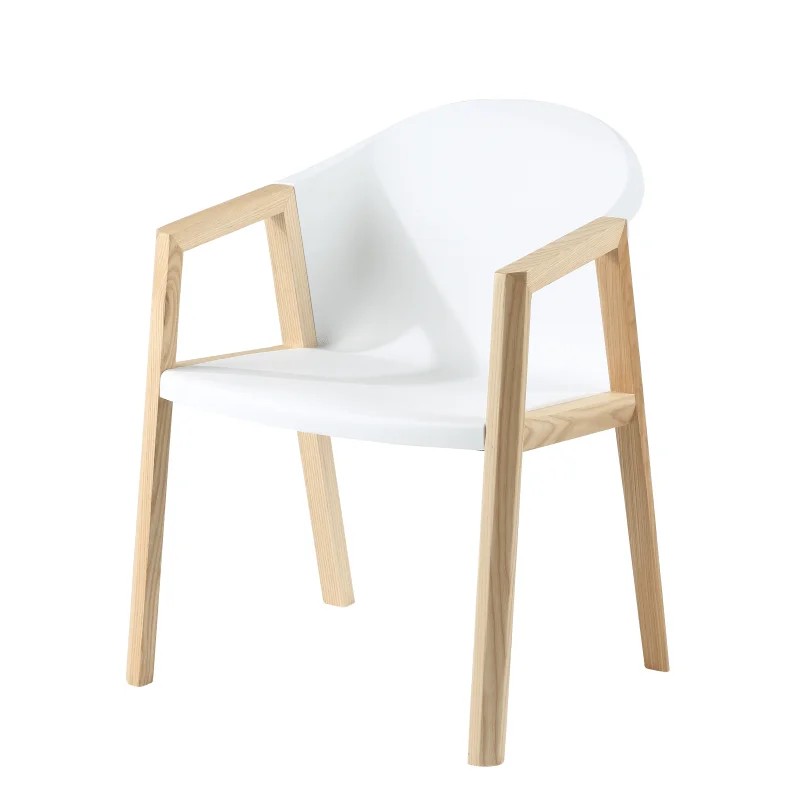 Modern Plastic Pp Seat Dinning Chair Solid Wooden Armchair Lounge Frame Chair For Living Room Golden Award Restaurant Chair