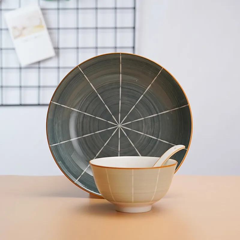 Ink grey tableware set with 16 pieces of Chinese ceramics as a gift for elders