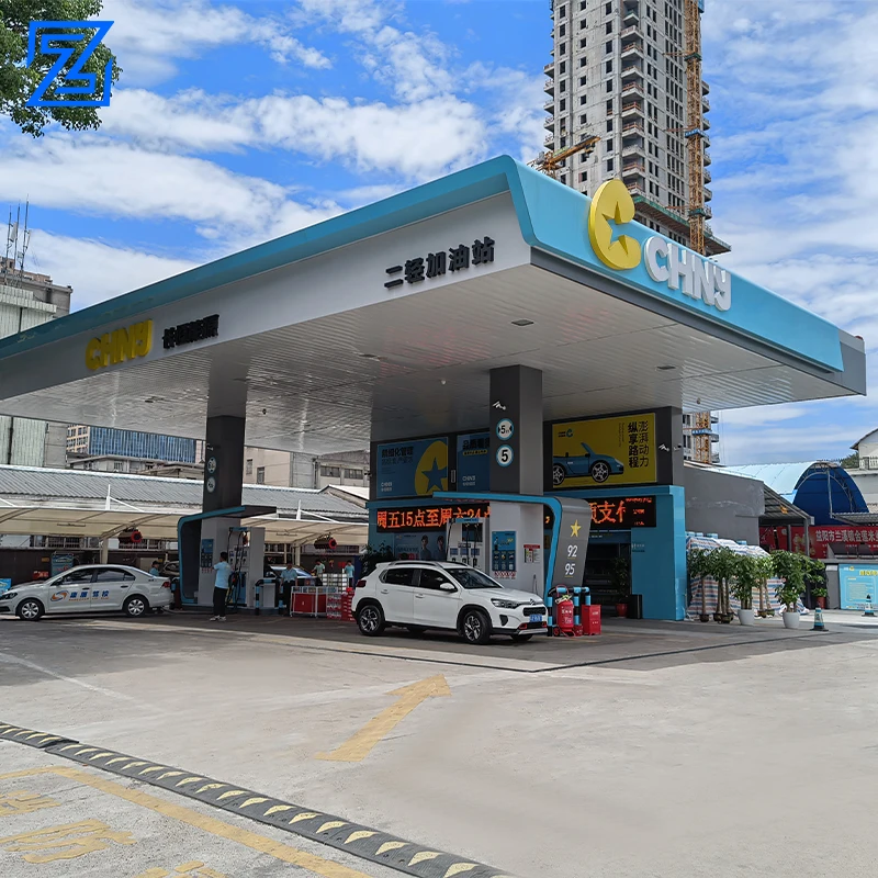 easy install structure design petrol station canopy 3d led gas station canopy