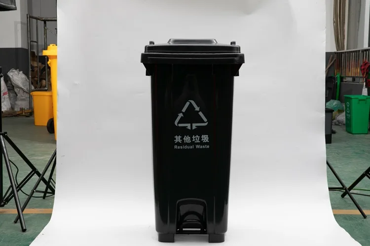 Custom Logo Public Large Outdoor Waste Bin Garbage Container 120 Liter Trailer Type Trash Can