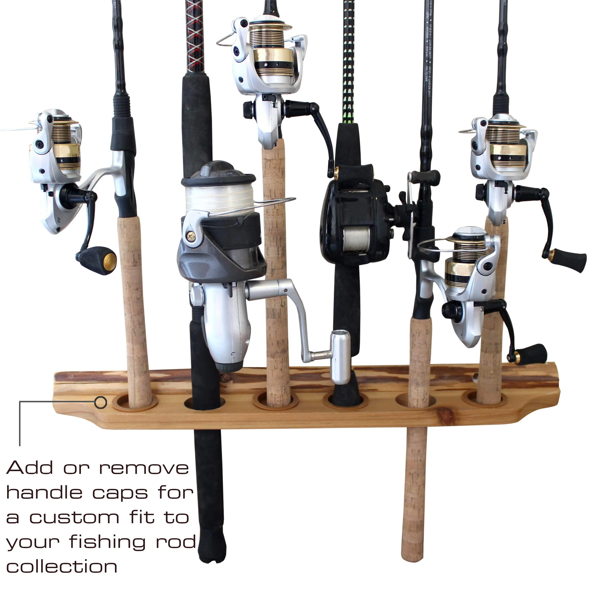 Factory Wholesales Customized retail shop 2-Piece 6 Fishing Rod Rack Storage Wall Mount Easily   Installed Fishing Pole Holder