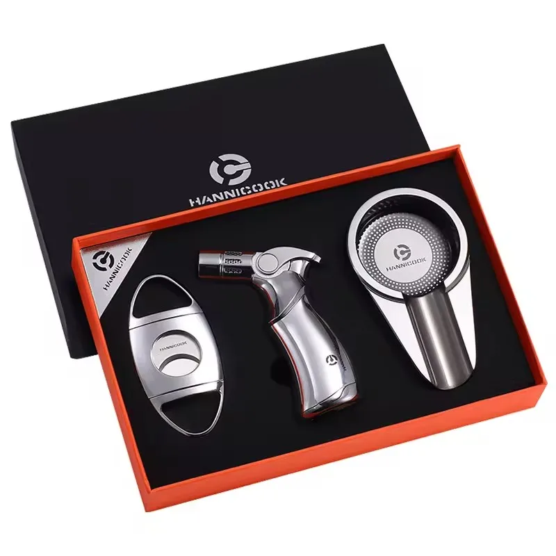 Luxury High Quality Cigar Accessories gift Set Cutter Lighter Ashtray And Cigar Box Opener Cigar Kit Set