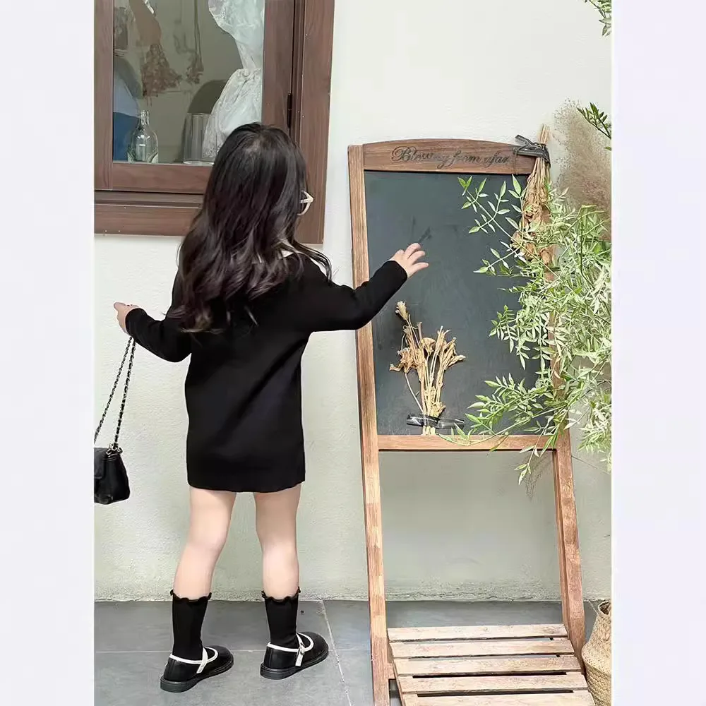 2025 New Korean Style Fashion Spring Autumn Kids Outwear Pear Sweet Princess Girls Dresses