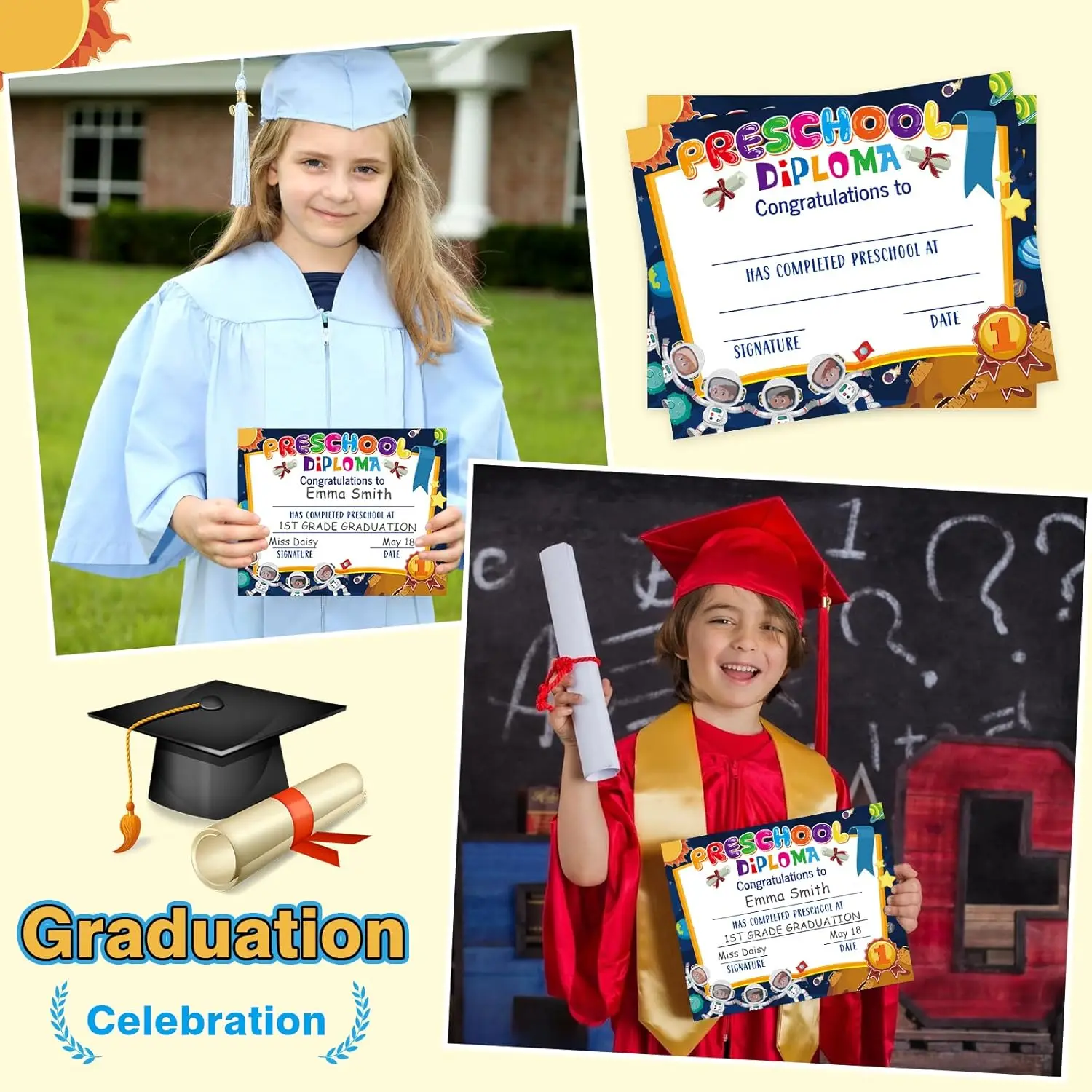 Preschool Award Certificates for Kids Kindergarten Graduation Diploma for Student School Supplies