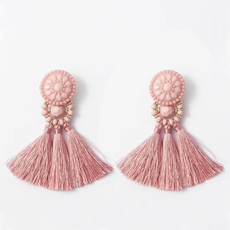 Colorful Long Tassel Hanging Earrings with Zircon Fashionable Pendant Design Wedding Engagement Anniversary Party Perfect Gift