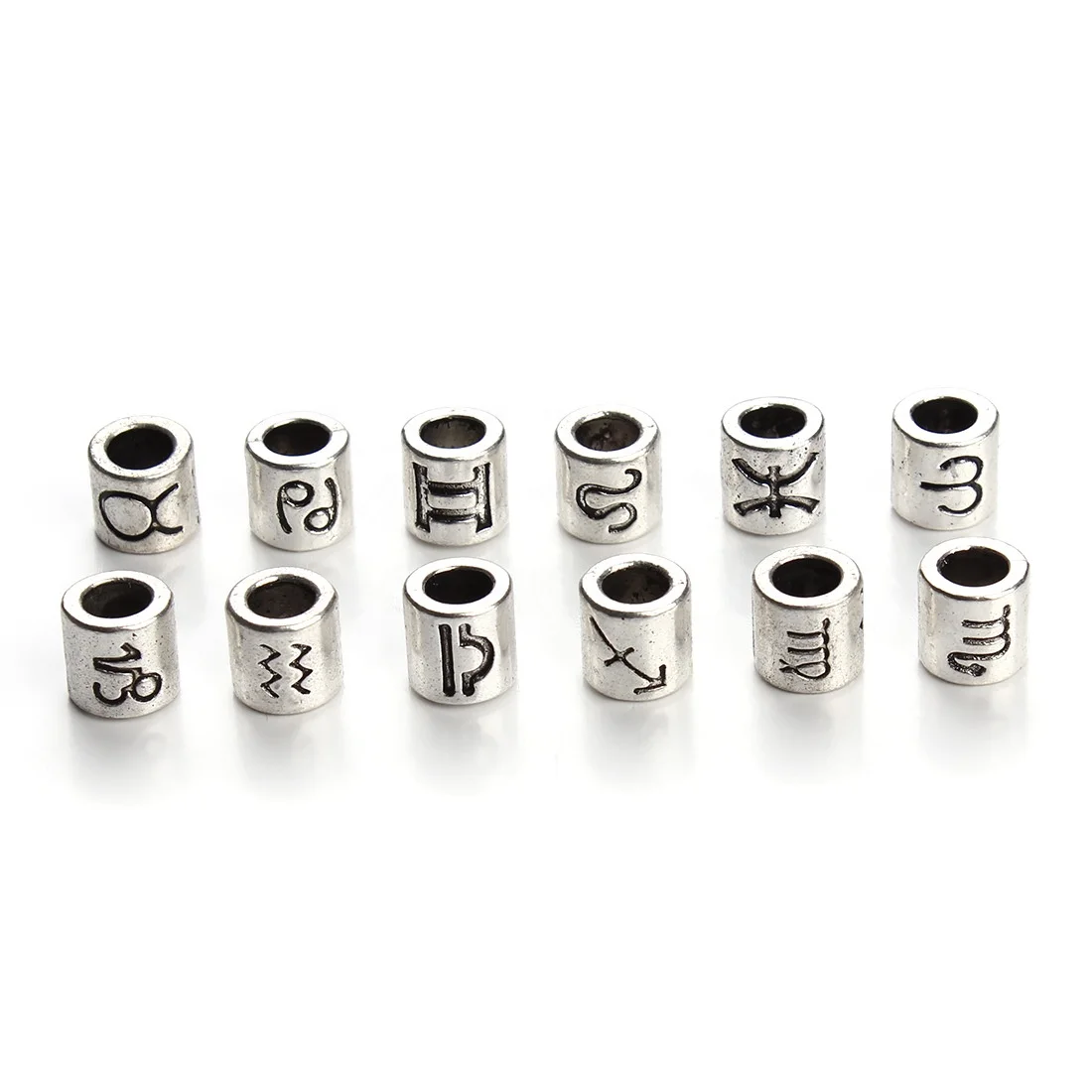 Zodiac Sign 12 Zinc Alloy Made Loose Beads For Bracelet Necklace Jewelry Making